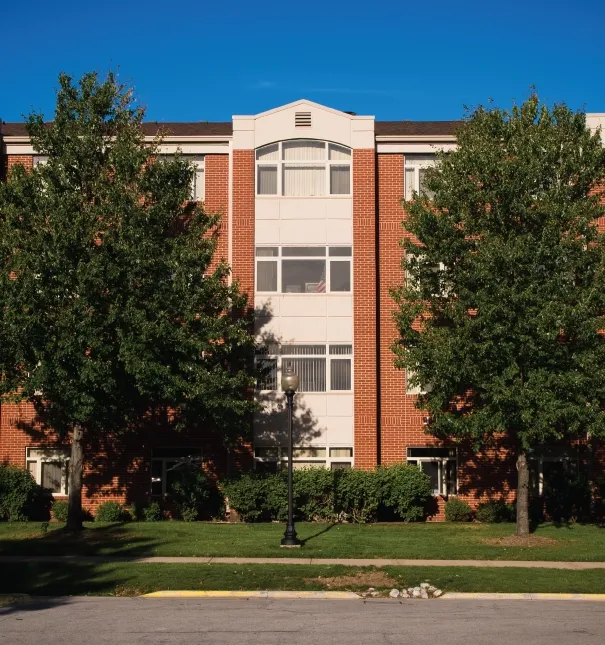 Exterior view of St. Ambrose University's Hagen Hall.